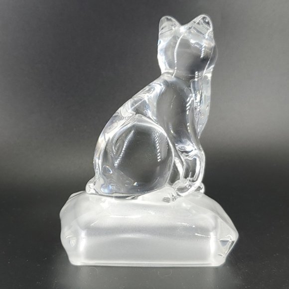VTG Clear Glass Cat Frosted Base Paperweight Fig. - Picture 3 of 7
